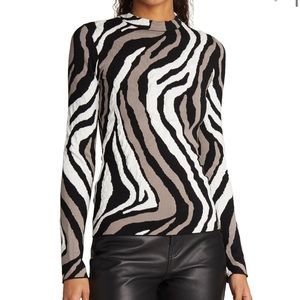 Proenza Schouler Zebra Jacquard Long-Sleeve Top